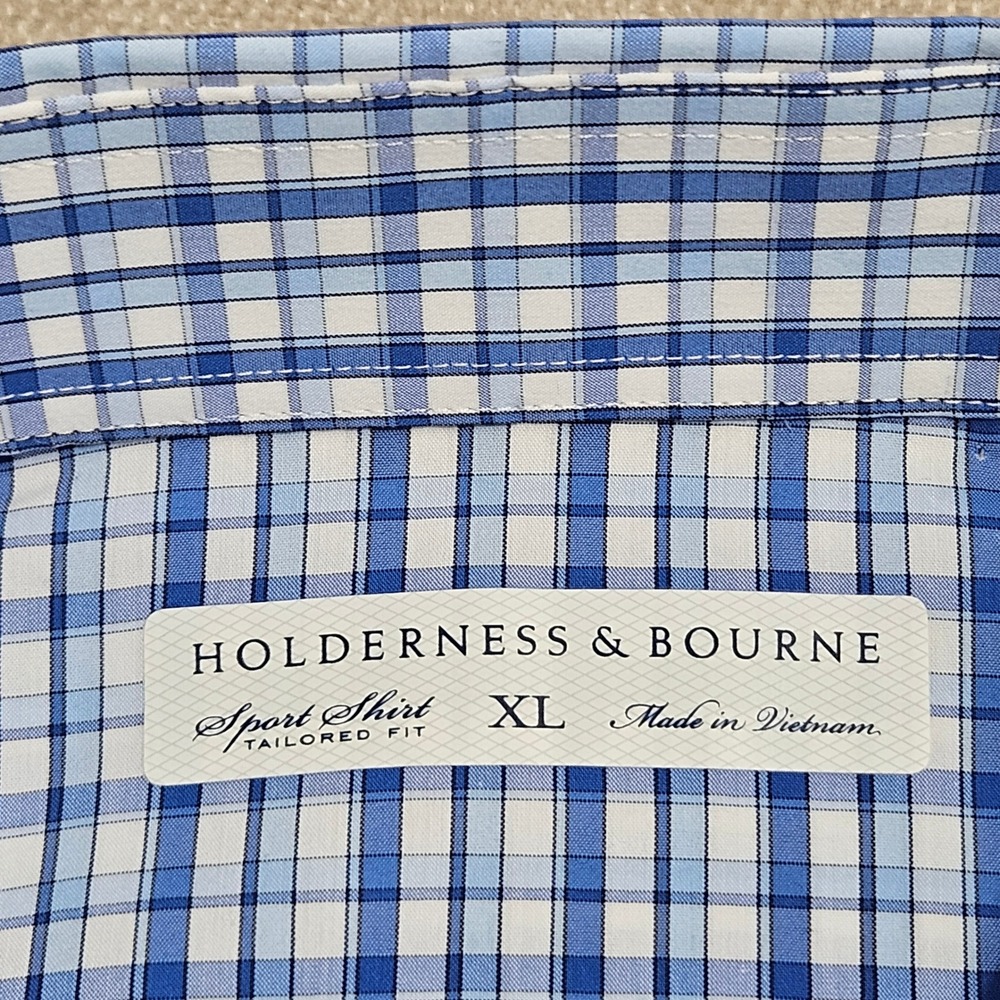 Holderness & Bourne The Flynn Shirt Marlin Blue Plaid Tailored Fit XL HB2195.759 - Picture 3 of 13